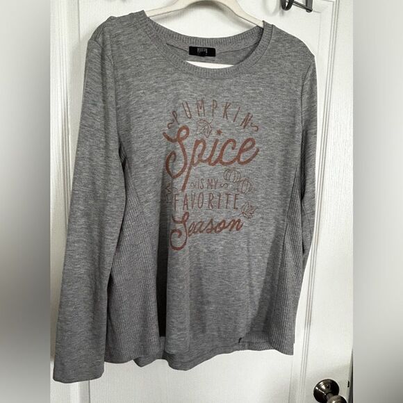 Modern Canvas Pumpkin Spice Is My Favorite Season Grey Top Women’s XL EUC - Picture 1 of 12